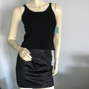 New Shu Shu Black knit tank top crochet trim